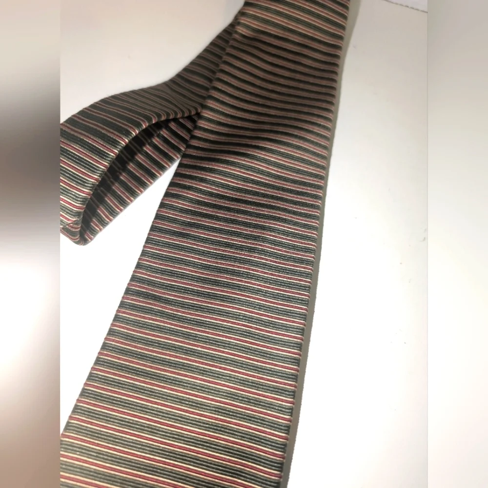 Brooks Brothers‎ Makers Silk Tie Khaki/Red/Gold Striped Pattern